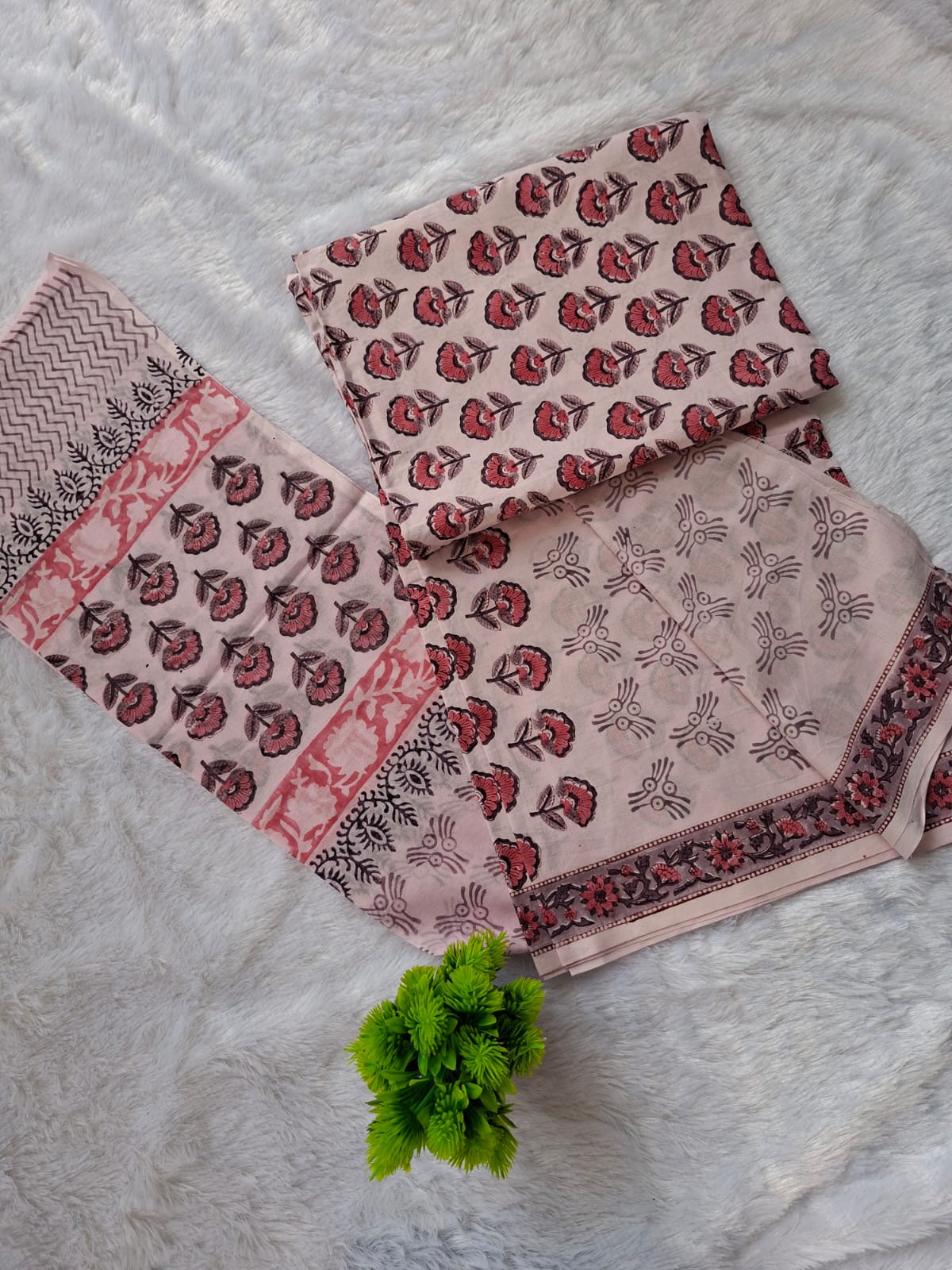 Pure Cotton Unstitched Suit - Cotton Dupatta
