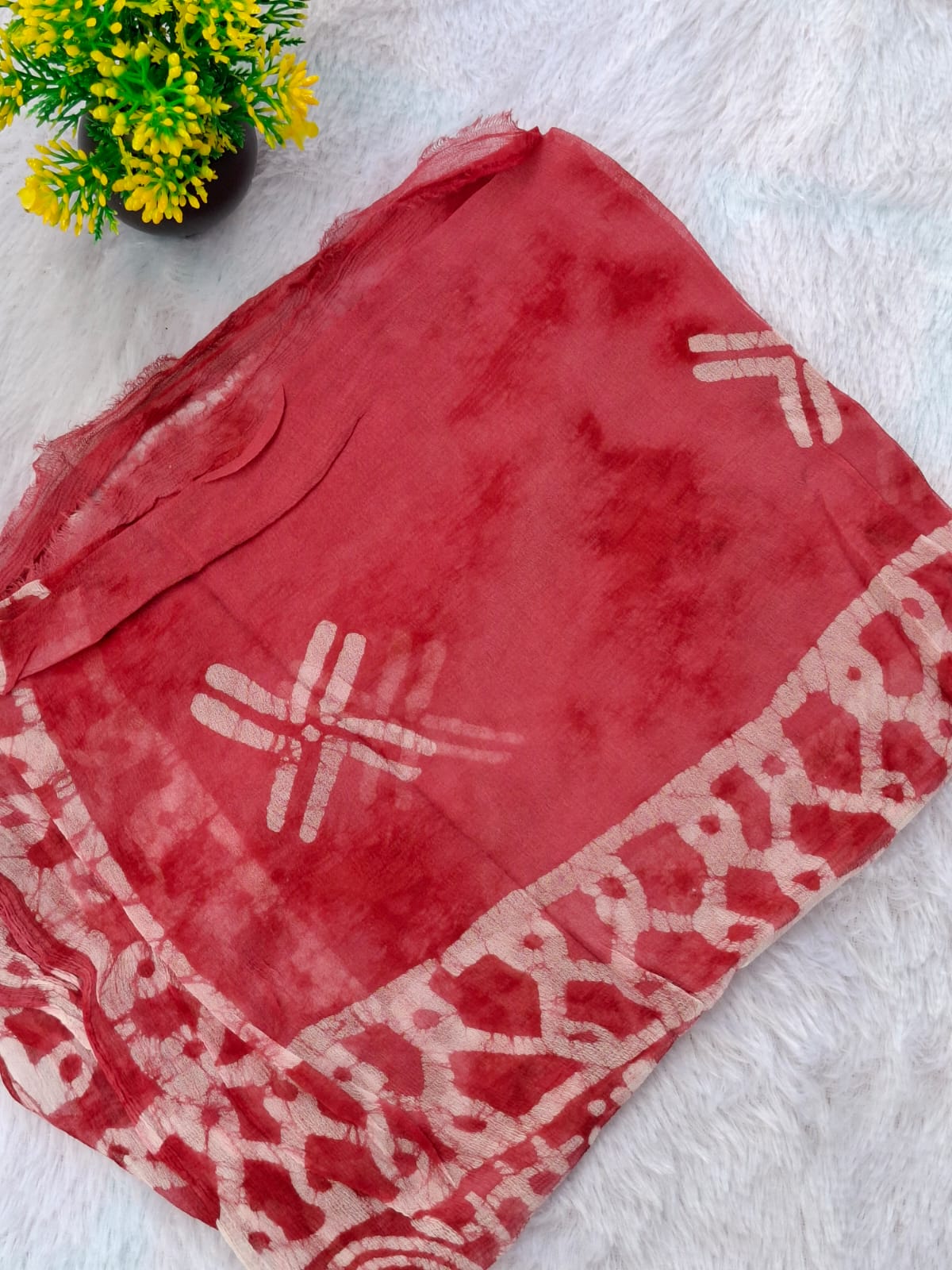 Pure Cotton Unstitched Suit - Chiffon Dupatta