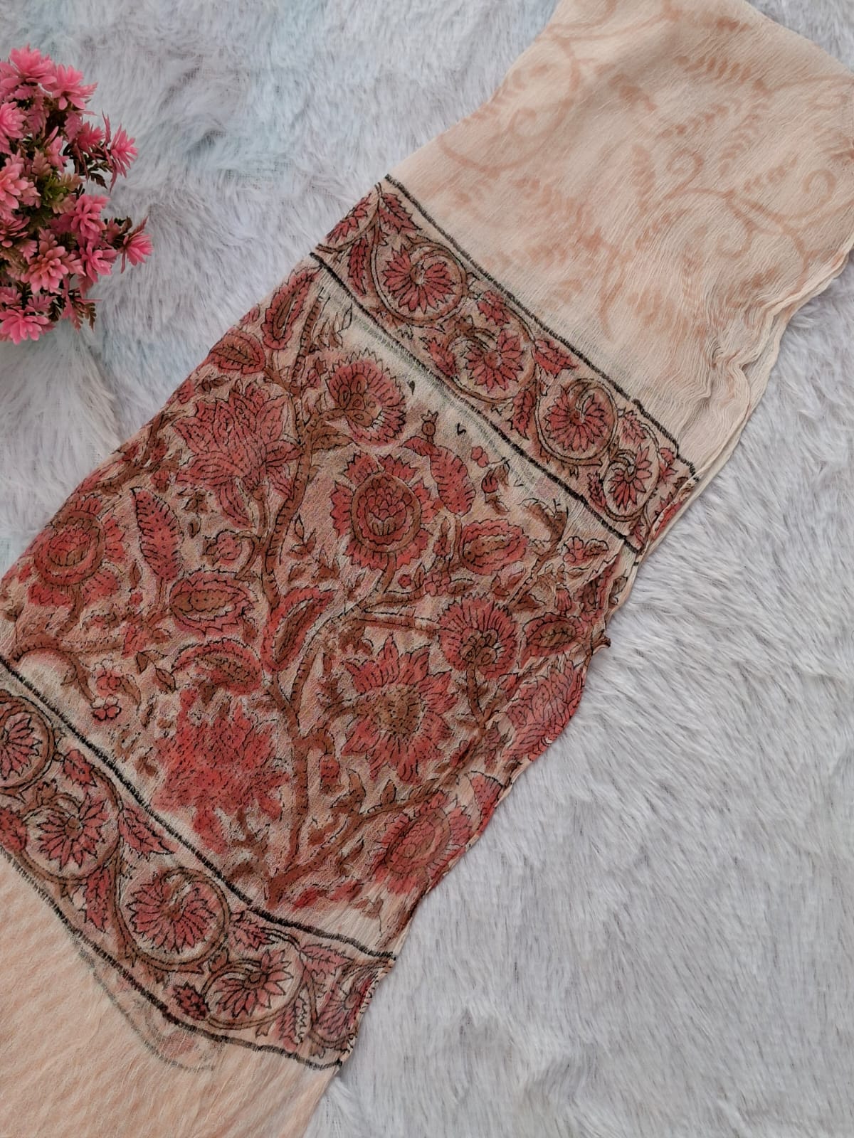 Pure Cotton Unstitched Suit - Chiffon Dupatta