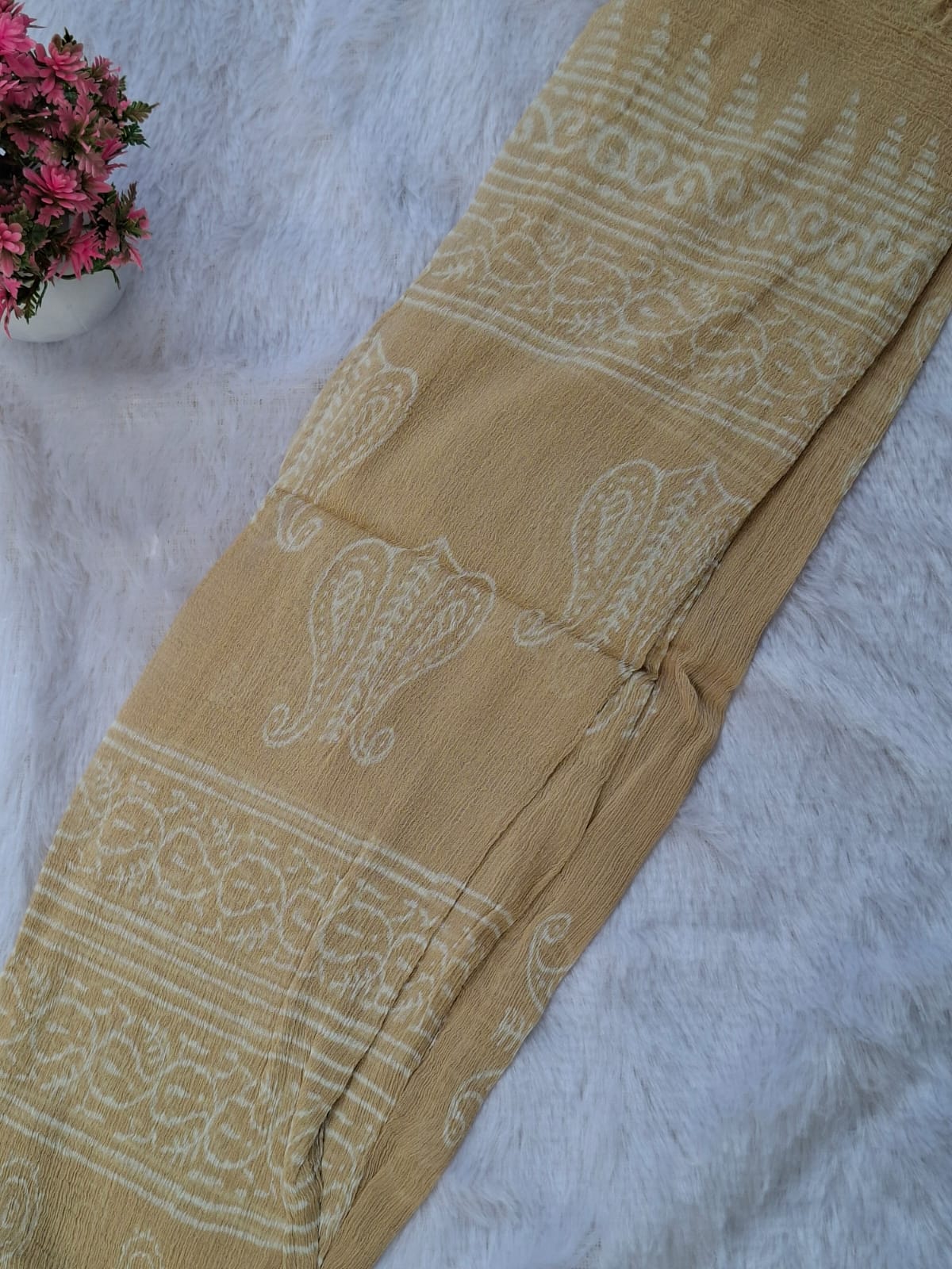 Pure Cotton Unstitched Suit - Chiffon Dupatta