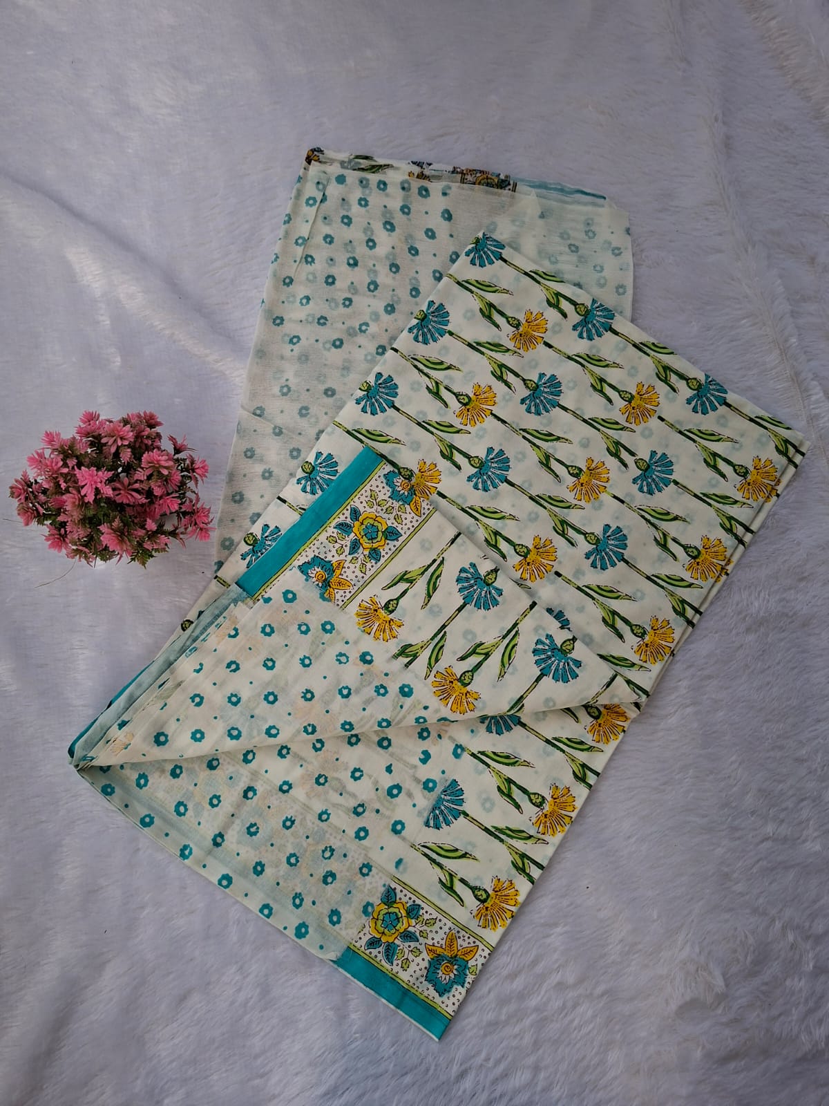 Pure Cotton Unstitched Suit - Cotton Dupatta