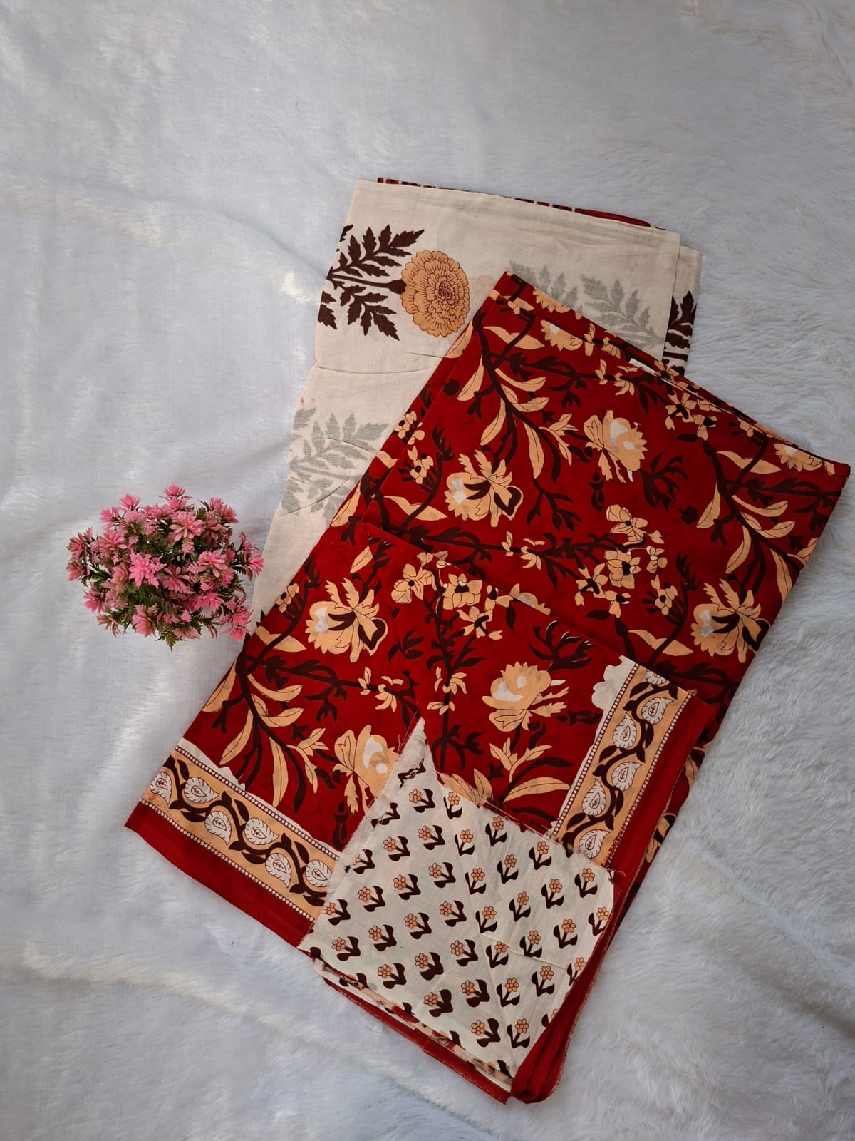 Pure Cotton Unstitched Suit - Cotton Dupatta