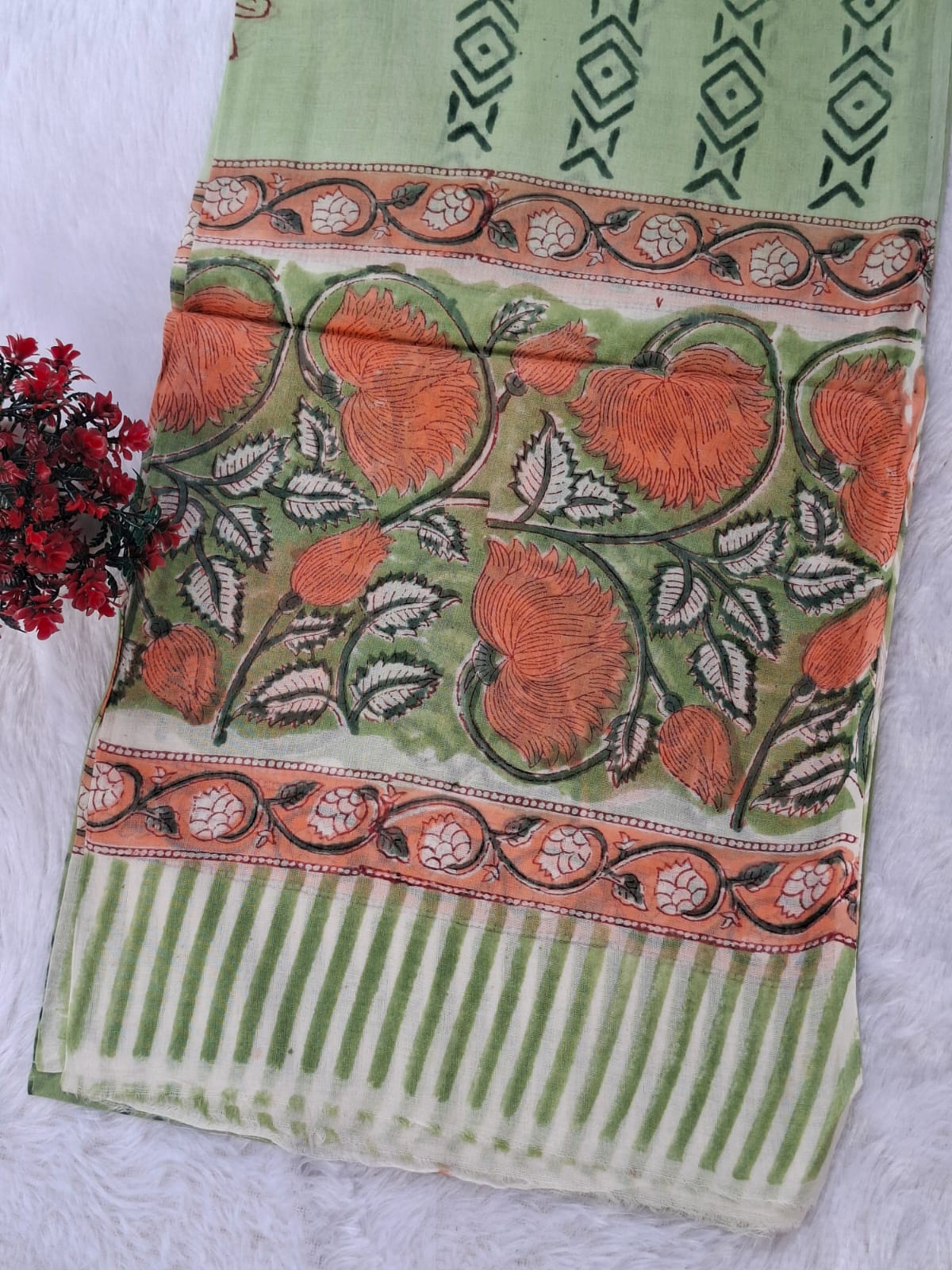 Pure Cotton Unstitched Suit - Cotton Dupatta