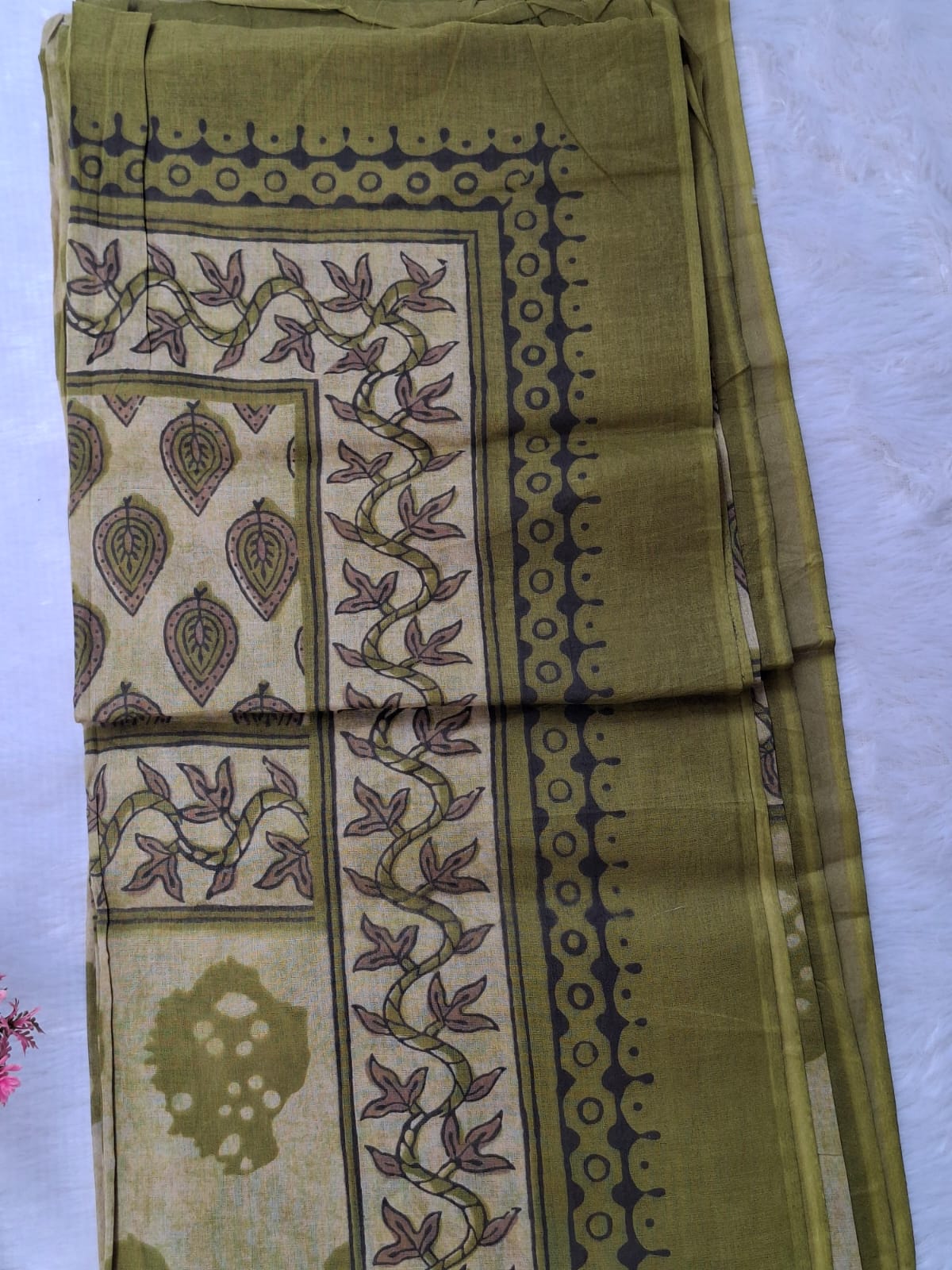 Mirror work on cotton-Green