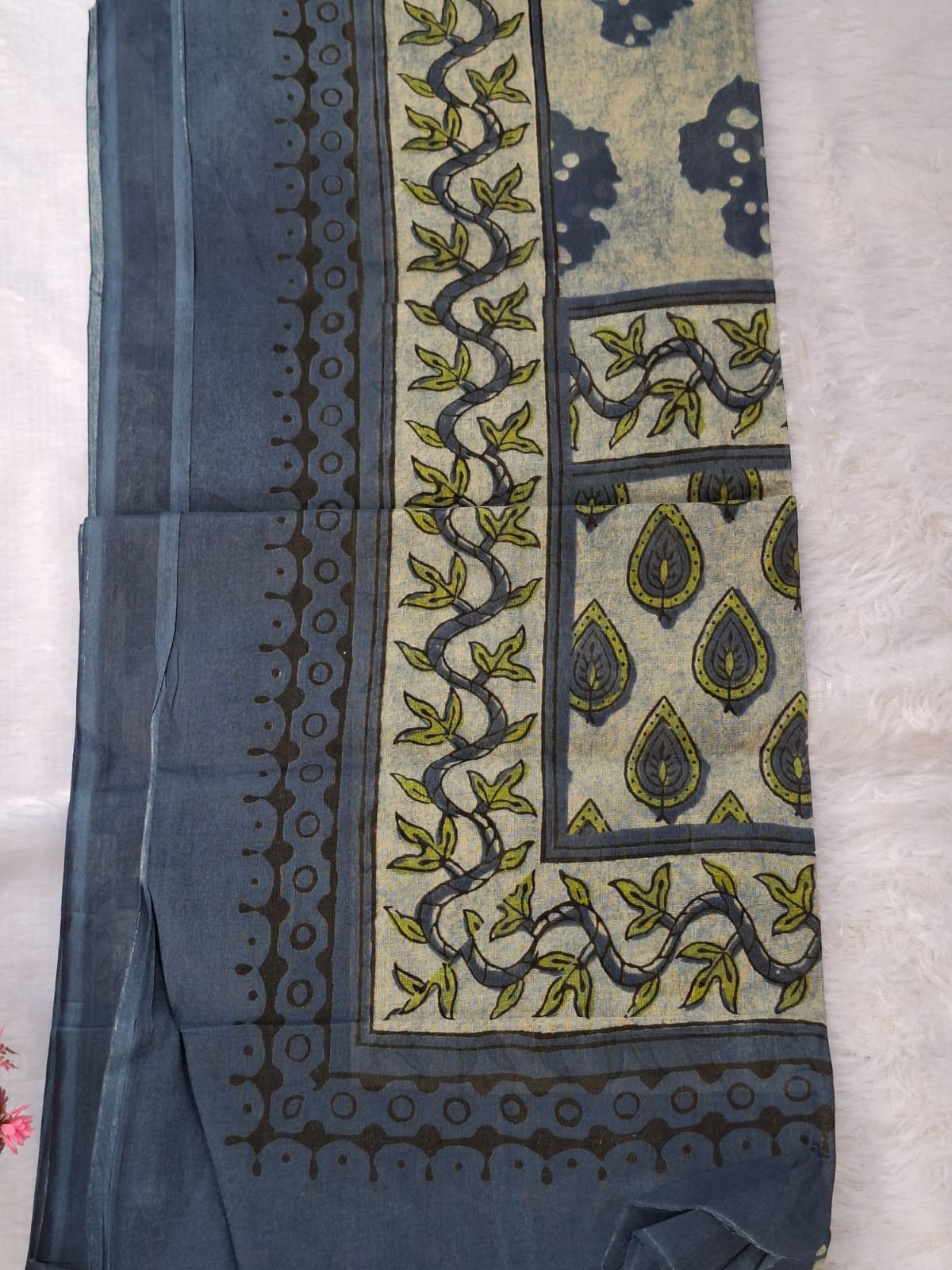 Mirror work on Cotton-Blue