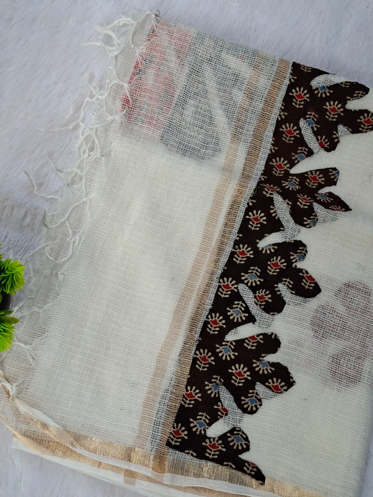 Patchwork dupatta cotton suit-Black