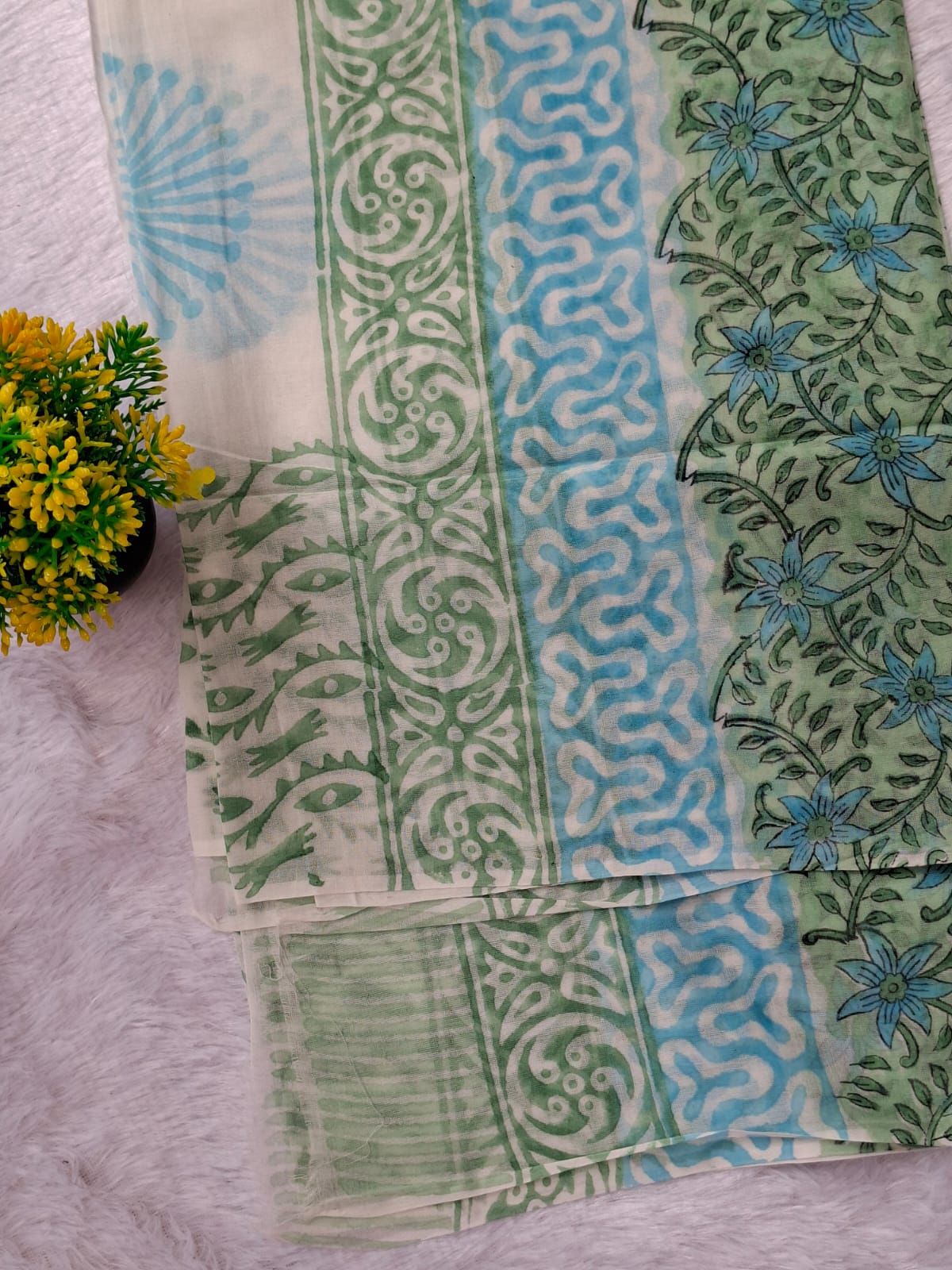 Pure Cotton Unstitched Suit - Cotton Dupatta