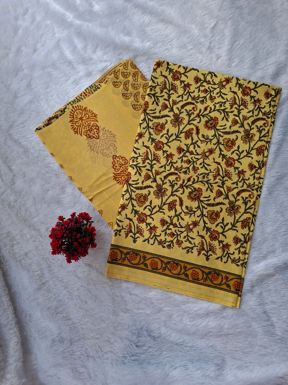 Pure Cotton Unstitched Suit - Cotton Dupatta