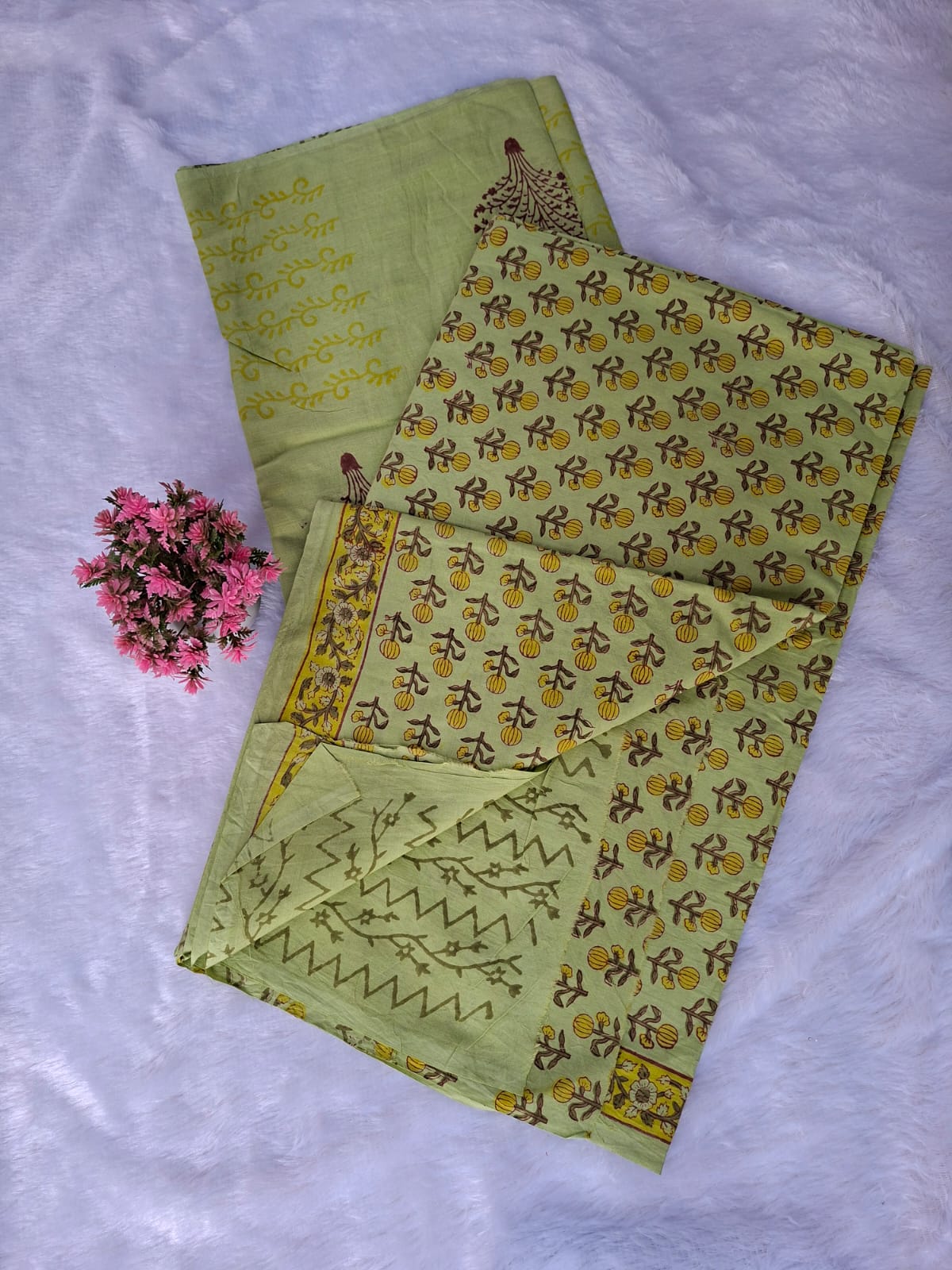 Pure Cotton Unstitched Suit - Cotton Dupatta