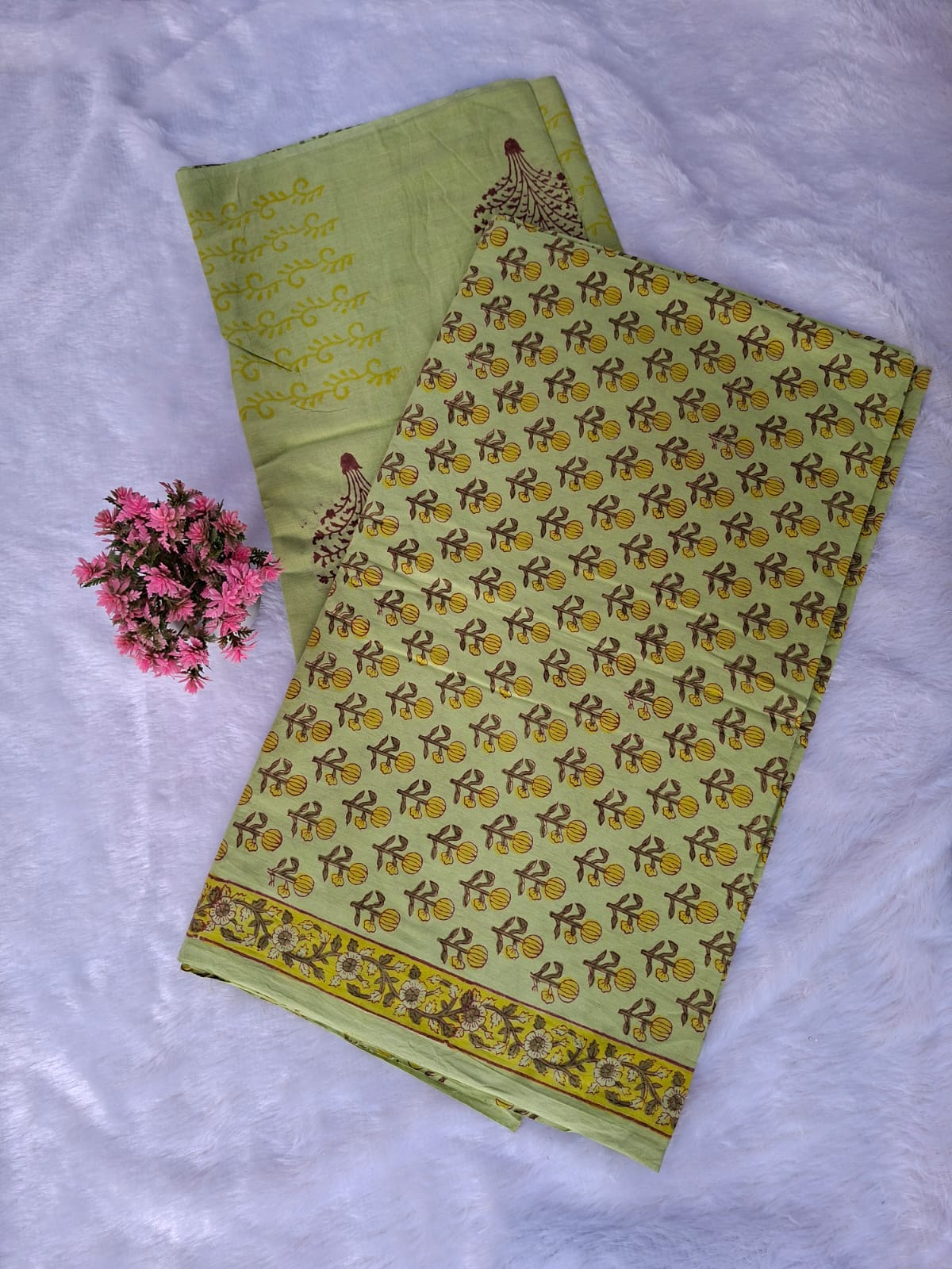 Pure Cotton Unstitched Suit - Cotton Dupatta