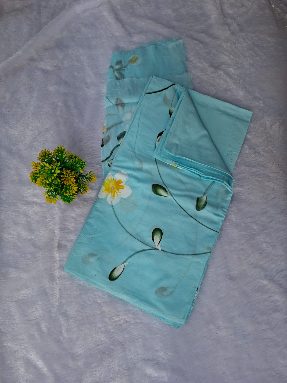 Pure Cotton Unstitched Suit - Chiffon Dupatta