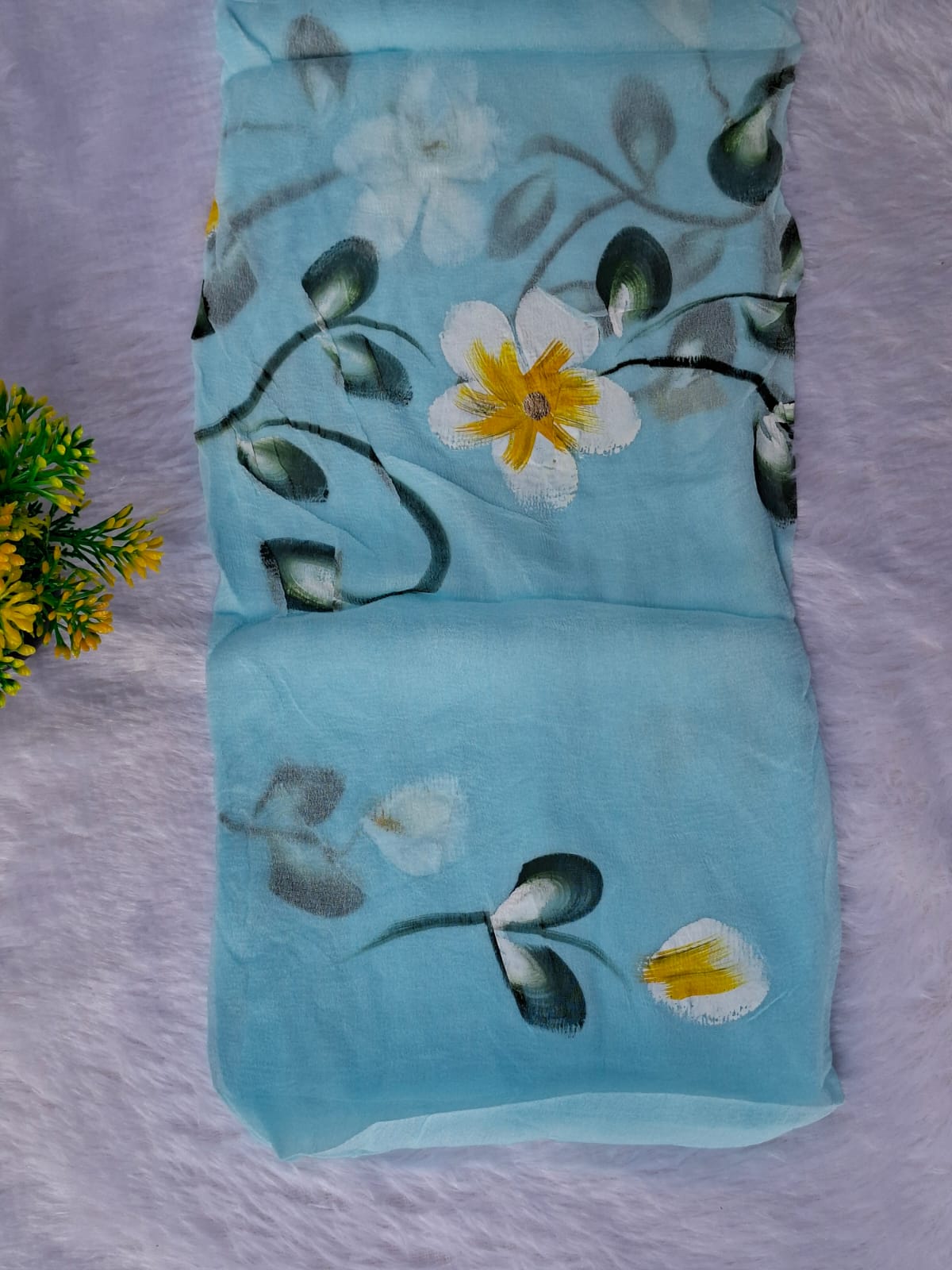 Pure Cotton Unstitched Suit - Chiffon Dupatta