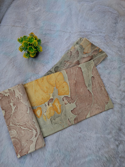 Pure Cotton Unstitched Suit - Chiffon Dupatta