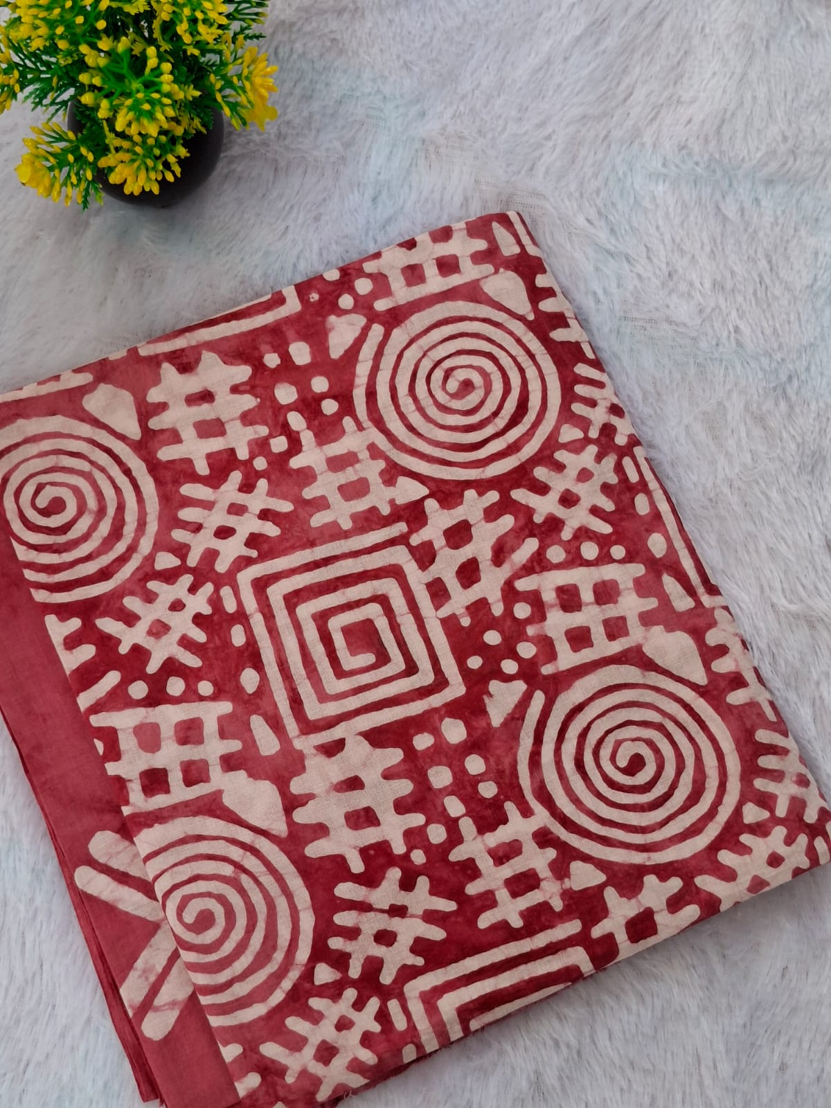 Pure Cotton Unstitched Suit - Chiffon Dupatta