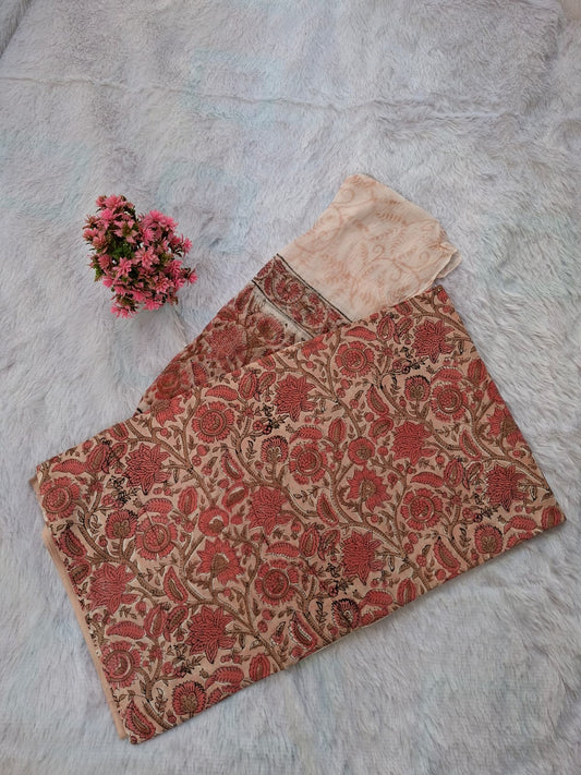 Pure Cotton Unstitched Suit - Chiffon Dupatta