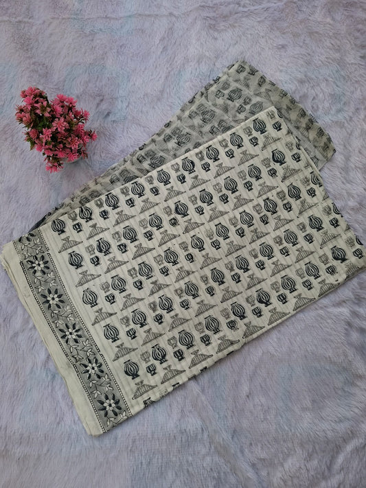 Pure Cotton Unstitched Suit - Chiffon Dupatta