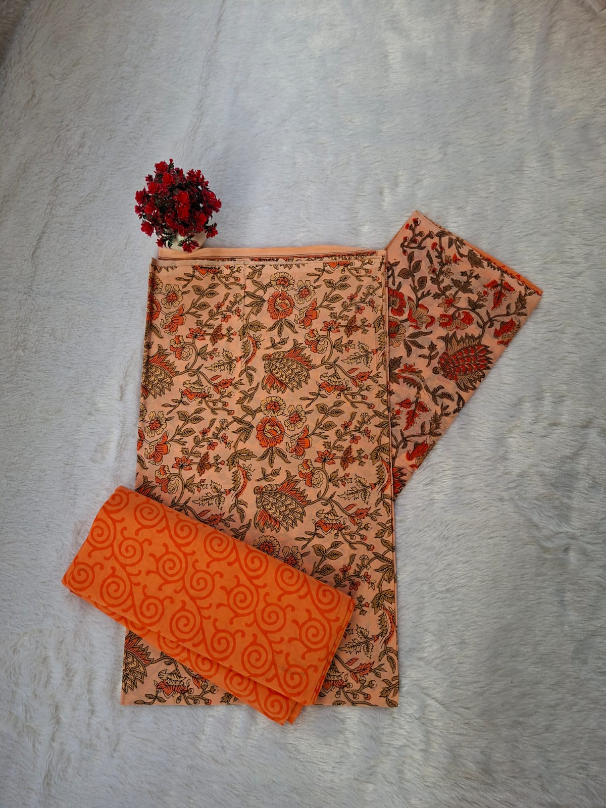 Pure Cotton Unstitched Suit - Cotton Dupatta