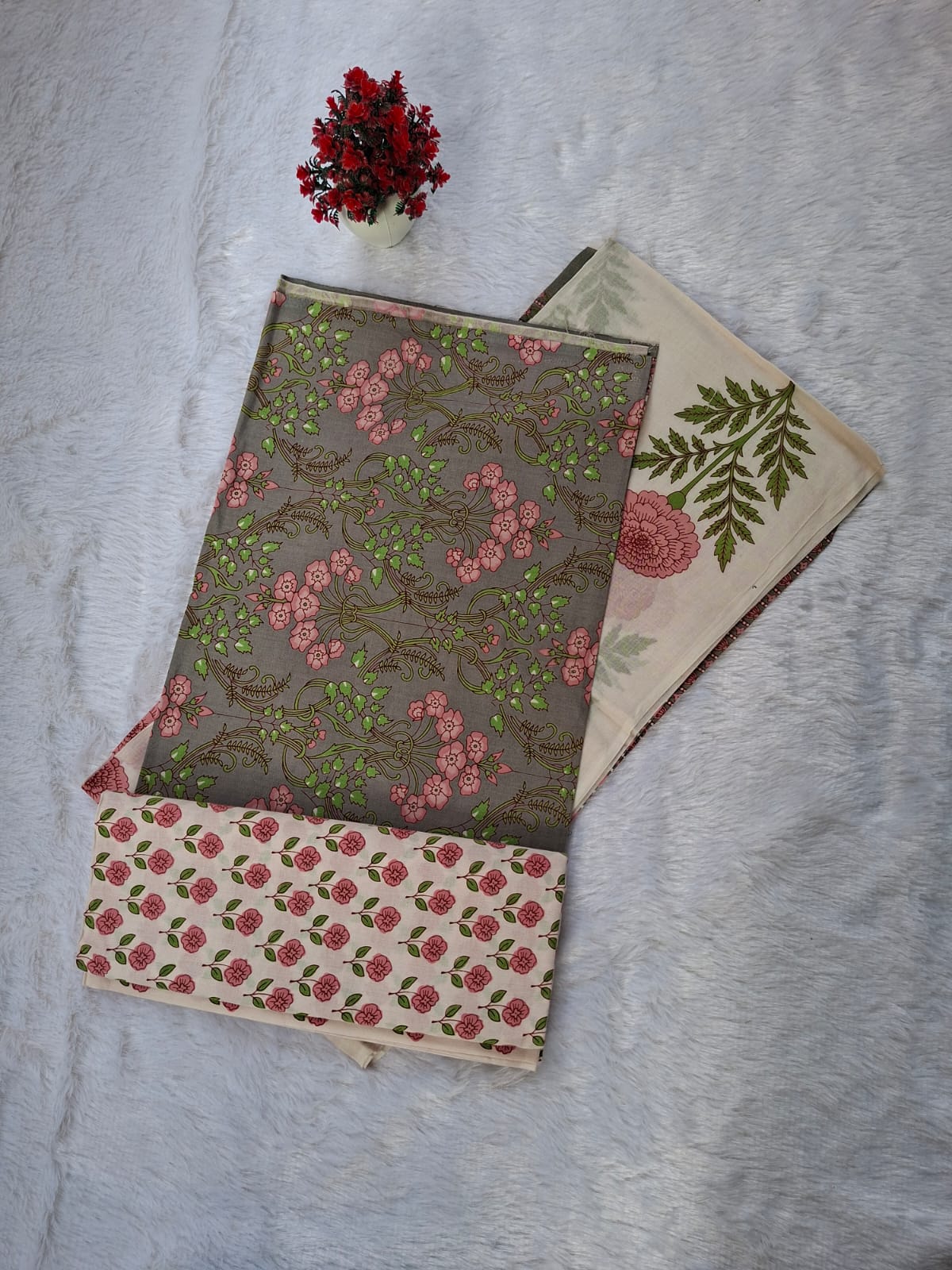 Pure Cotton Unstitched Suit - Cotton Dupatta