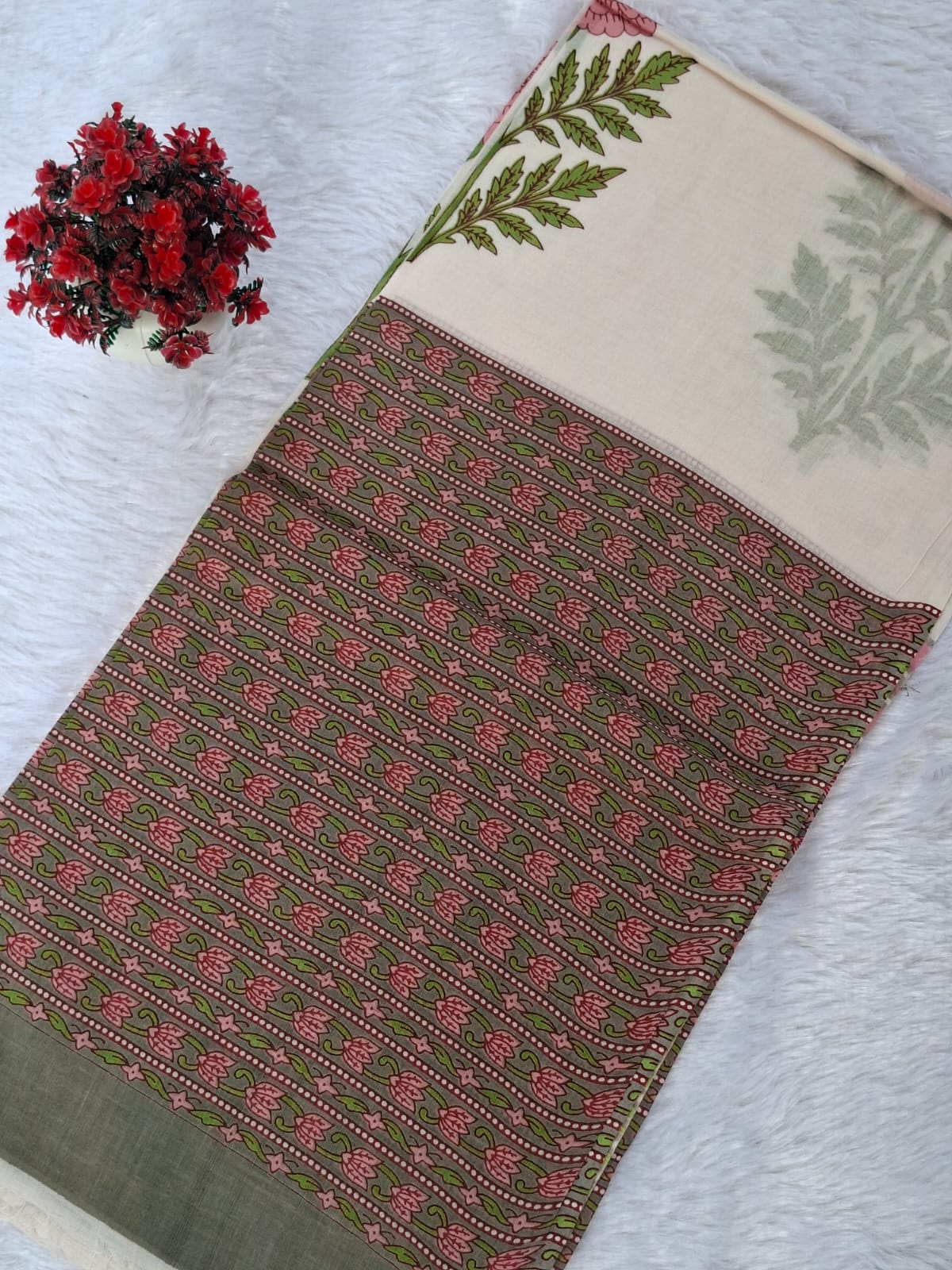 Pure Cotton Unstitched Suit - Cotton Dupatta