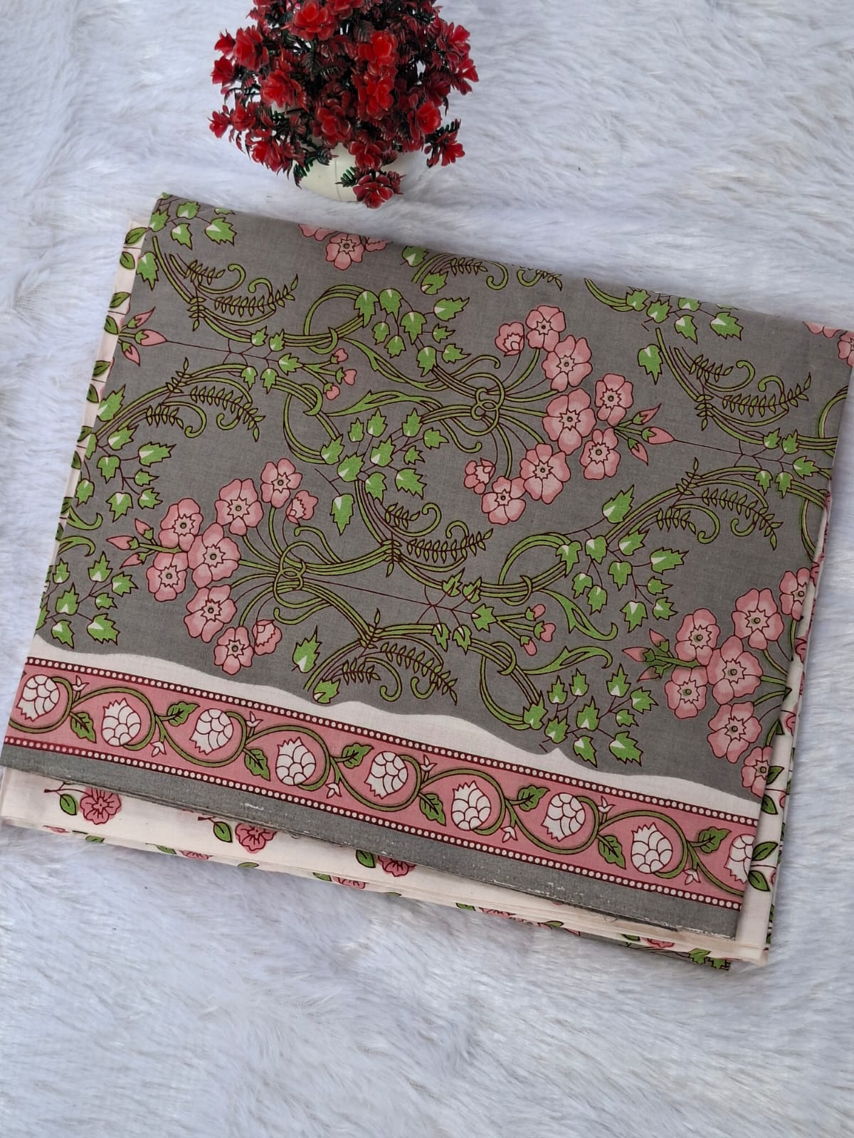 Pure Cotton Unstitched Suit - Cotton Dupatta