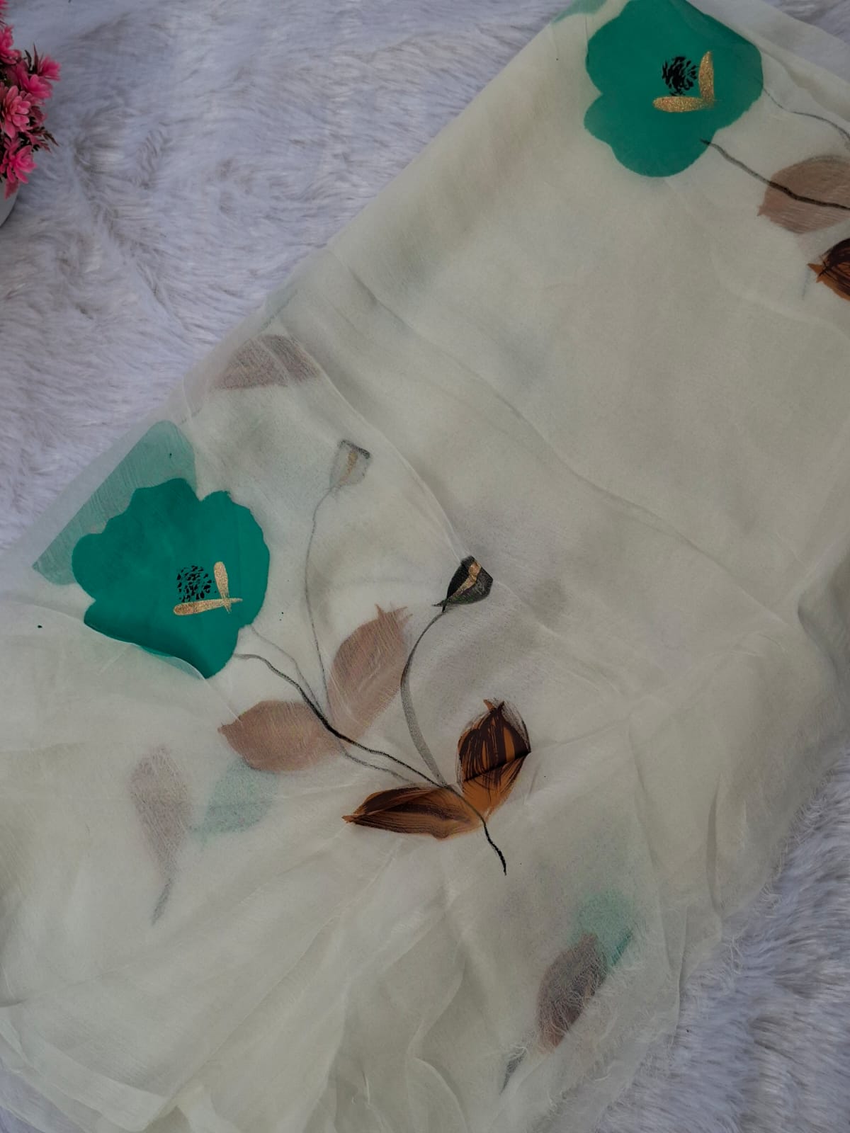 Pure Cotton Unstitched Suit - Chiffon Dupatta