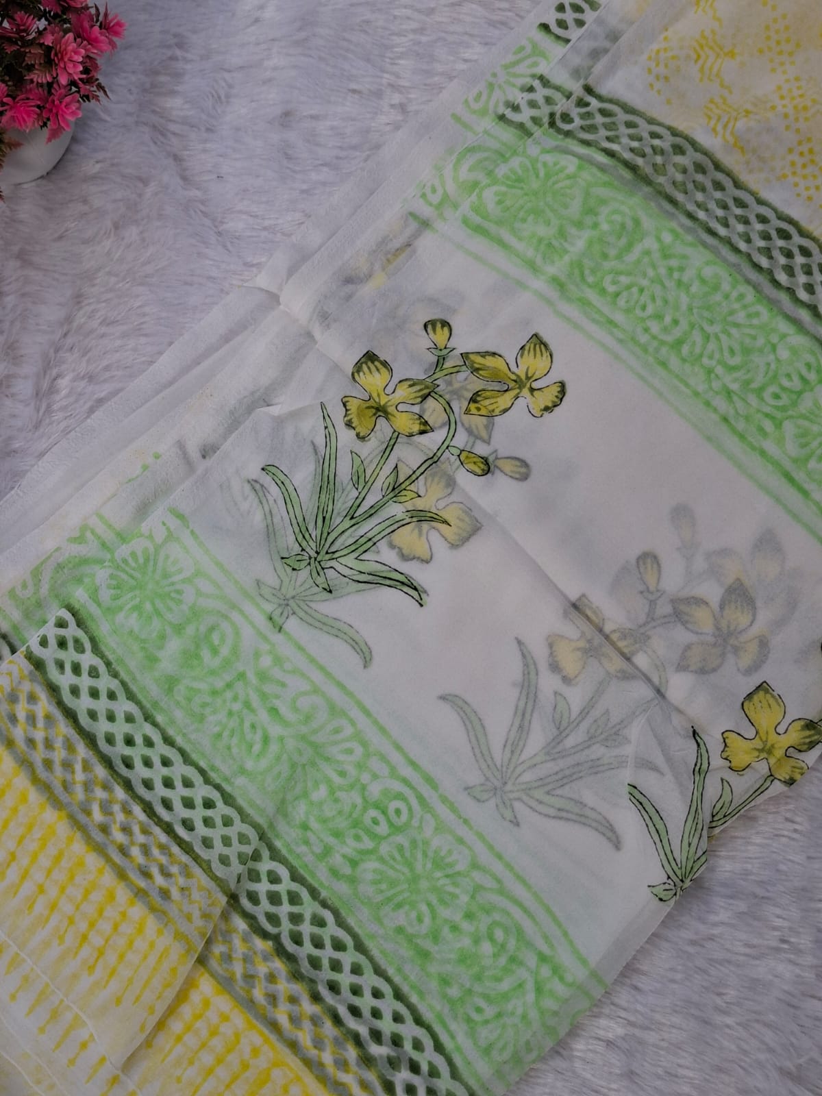 Pure Cotton Unstitched Suit - Cotton Dupatta