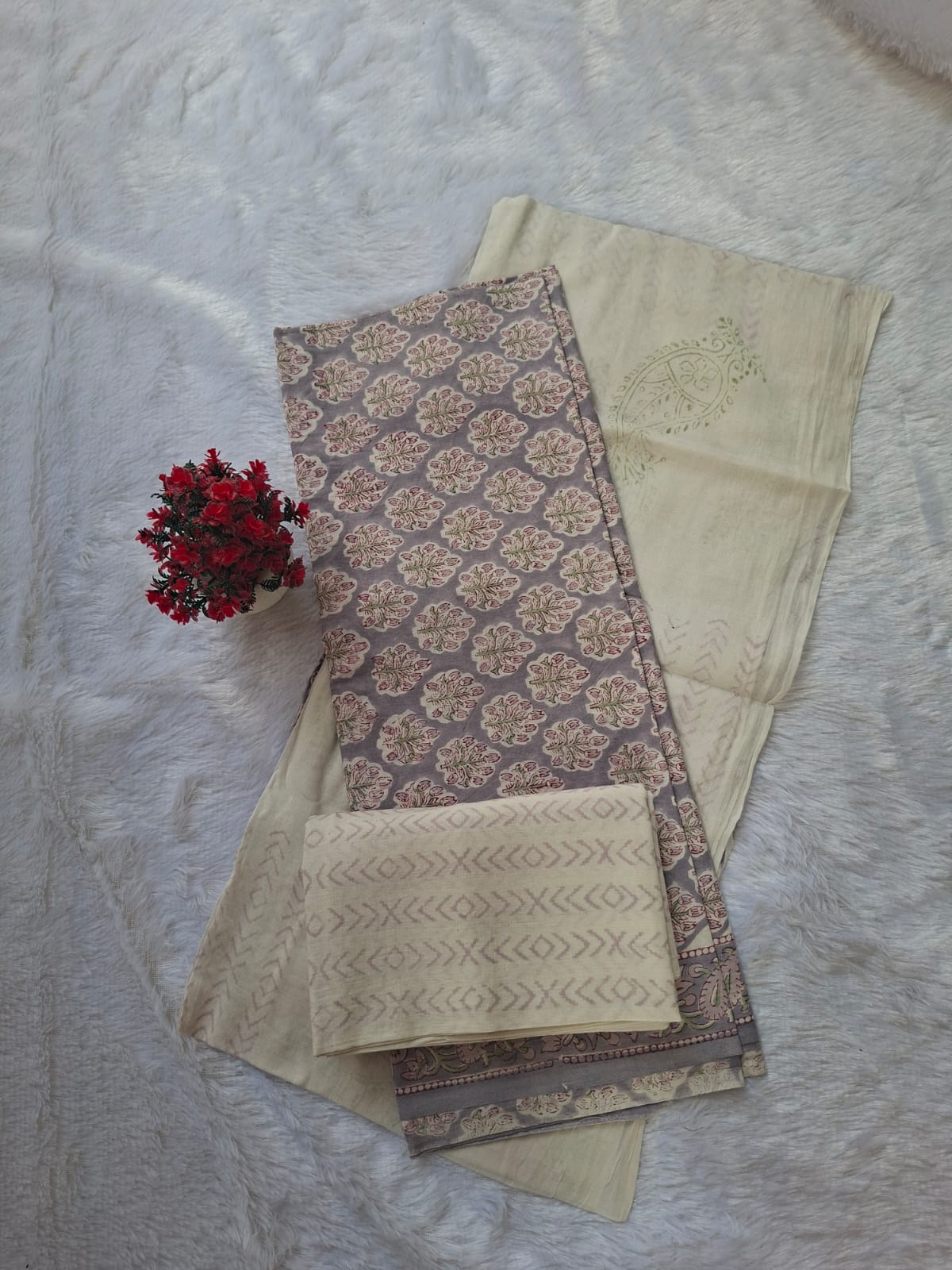 Pure Cotton Unstitched Suit - Cotton Dupatta