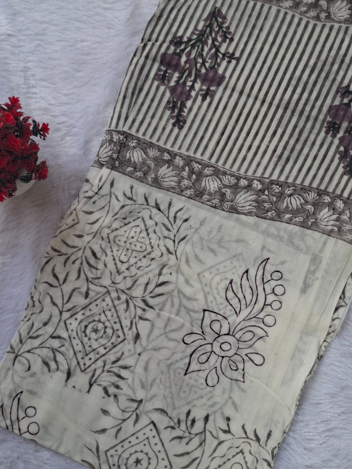 Pure Cotton Unstitched Suit - Cotton Dupatta