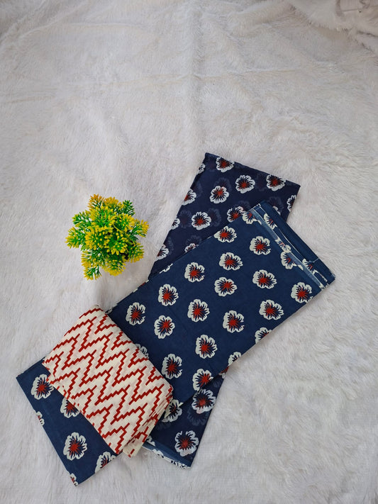 Pure Cotton Unstitched Suit - Cotton Dupatta