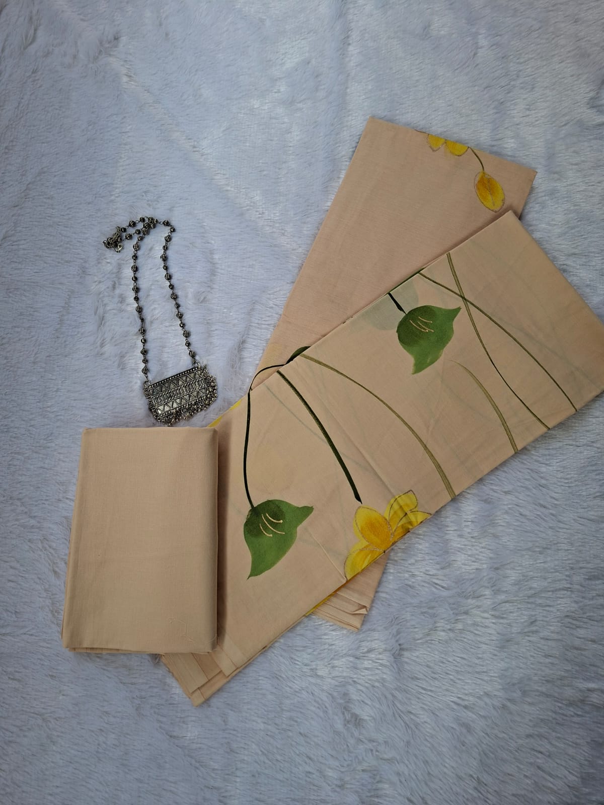 Pure Cotton Unstitched Suit - Cotton Dupatta