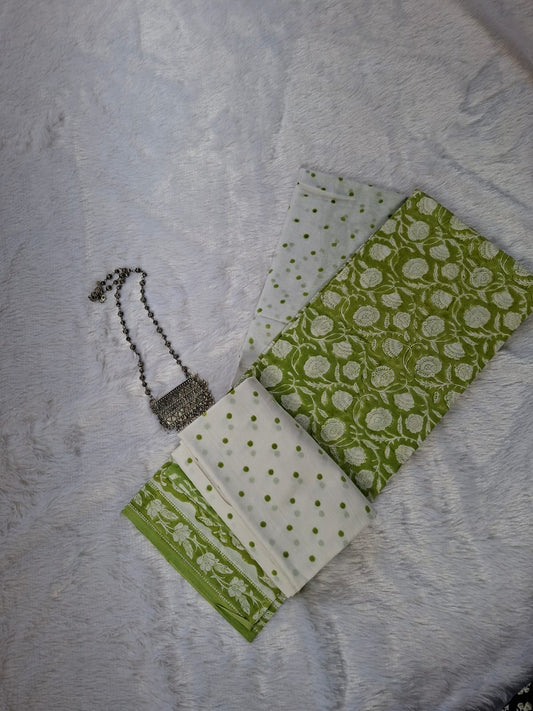 Pure Cotton Unstitched Suit - Cotton Dupatta