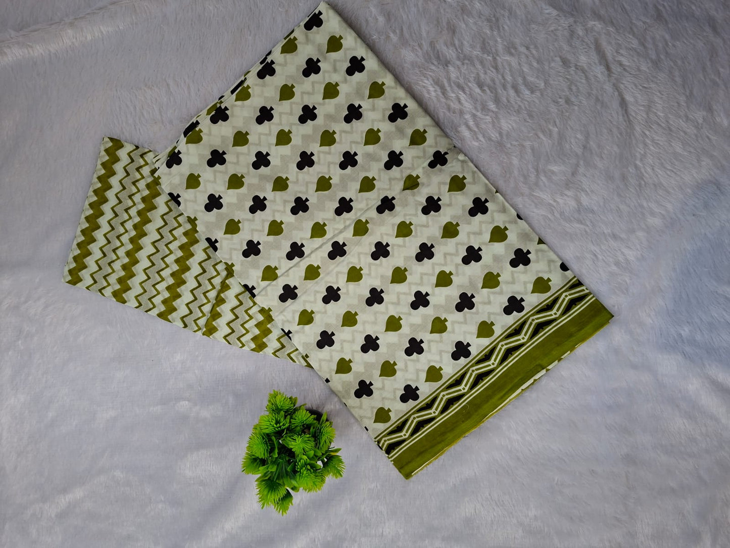 Pure Cotton Unstitched Suit - Cotton Dupatta