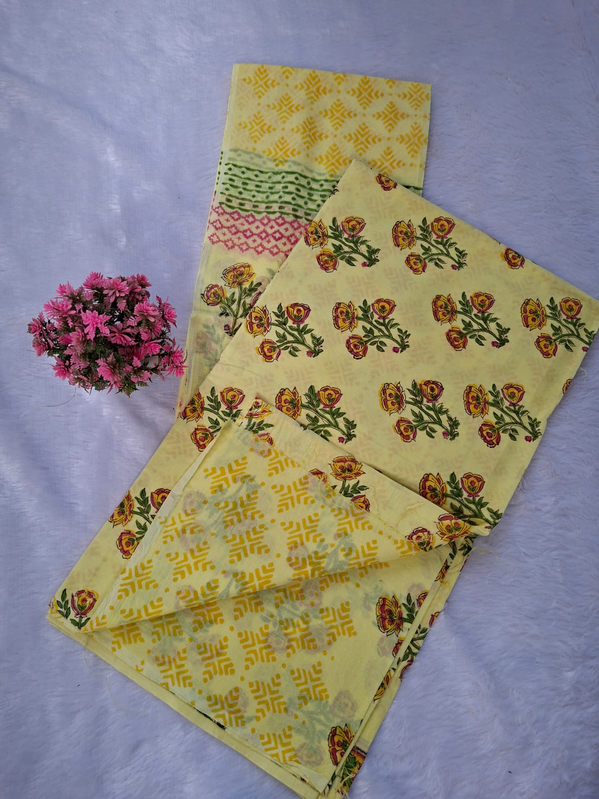 Pure Cotton Unstitched Suit - Cotton Dupatta