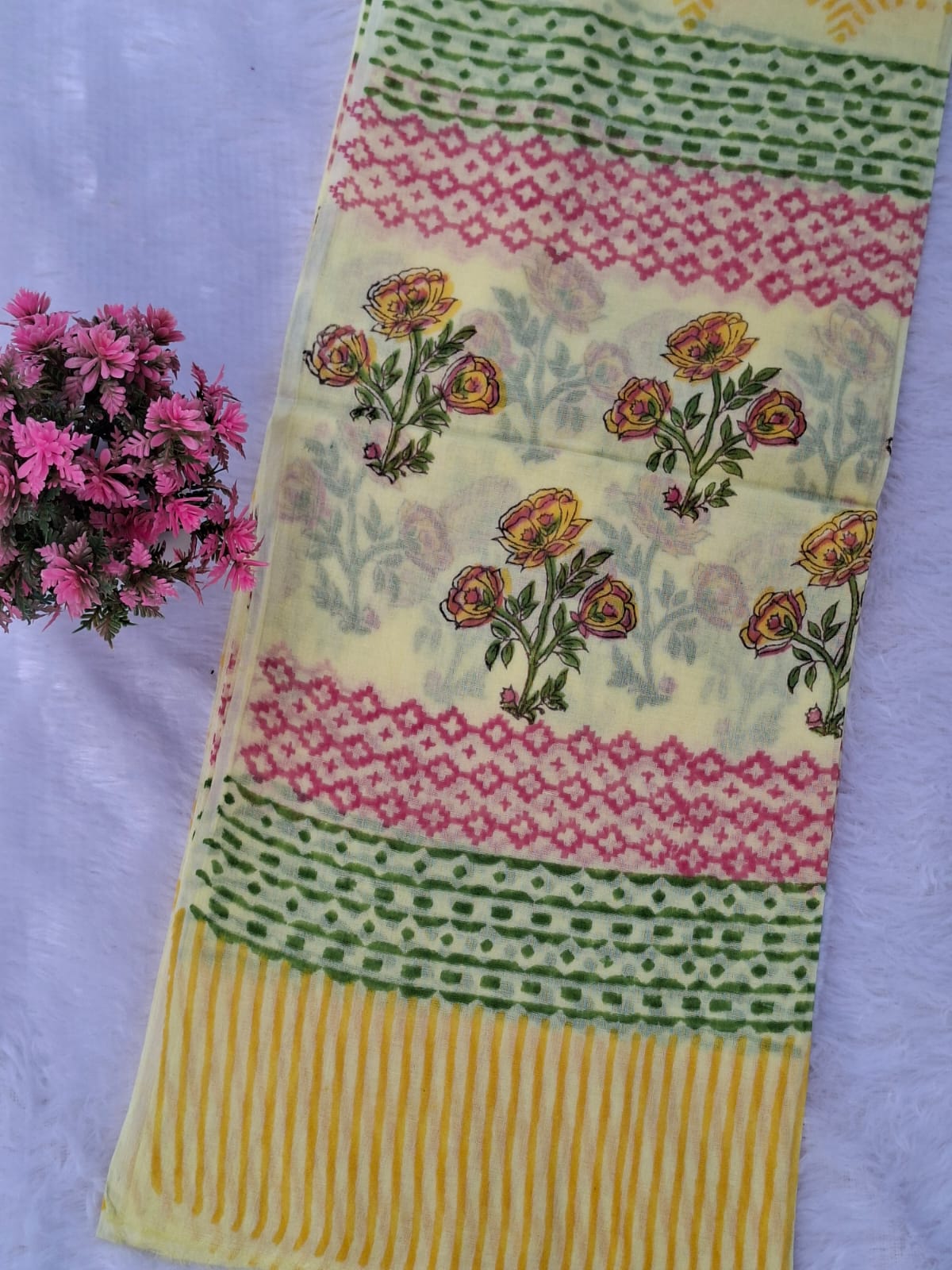 Pure Cotton Unstitched Suit - Cotton Dupatta