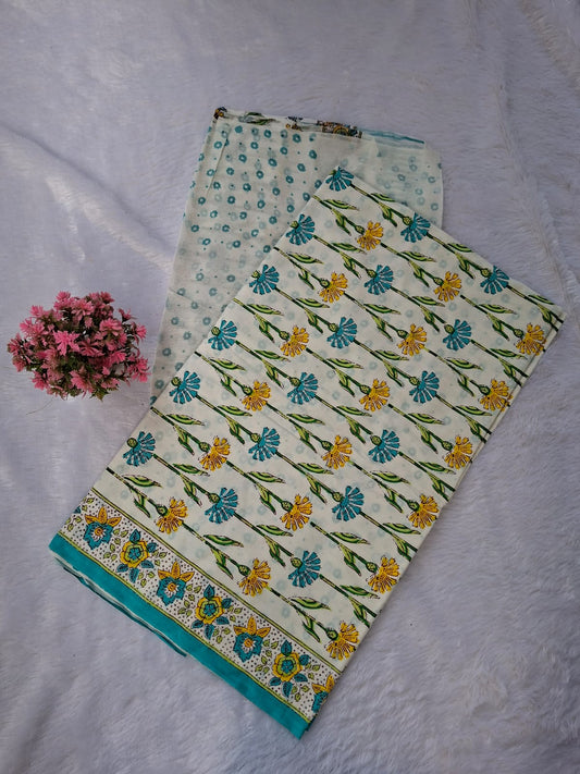 Pure Cotton Unstitched Suit - Cotton Dupatta