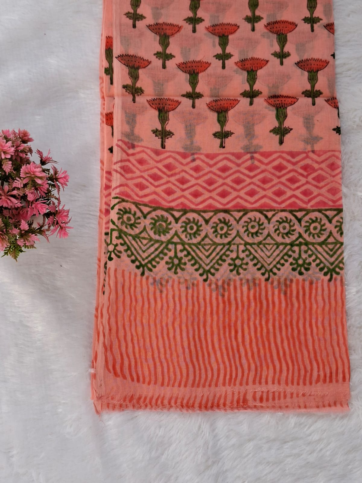 Pure Cotton Unstitched Suit - Cotton Dupatta