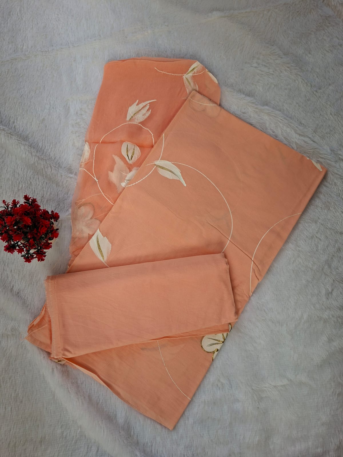 Pure Cotton Unstitched Suit - Chiffon Dupatta
