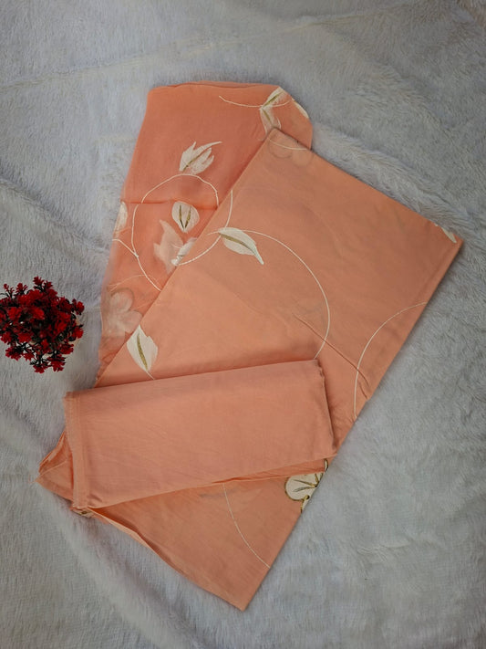 Pure Cotton Unstitched Suit - Chiffon Dupatta