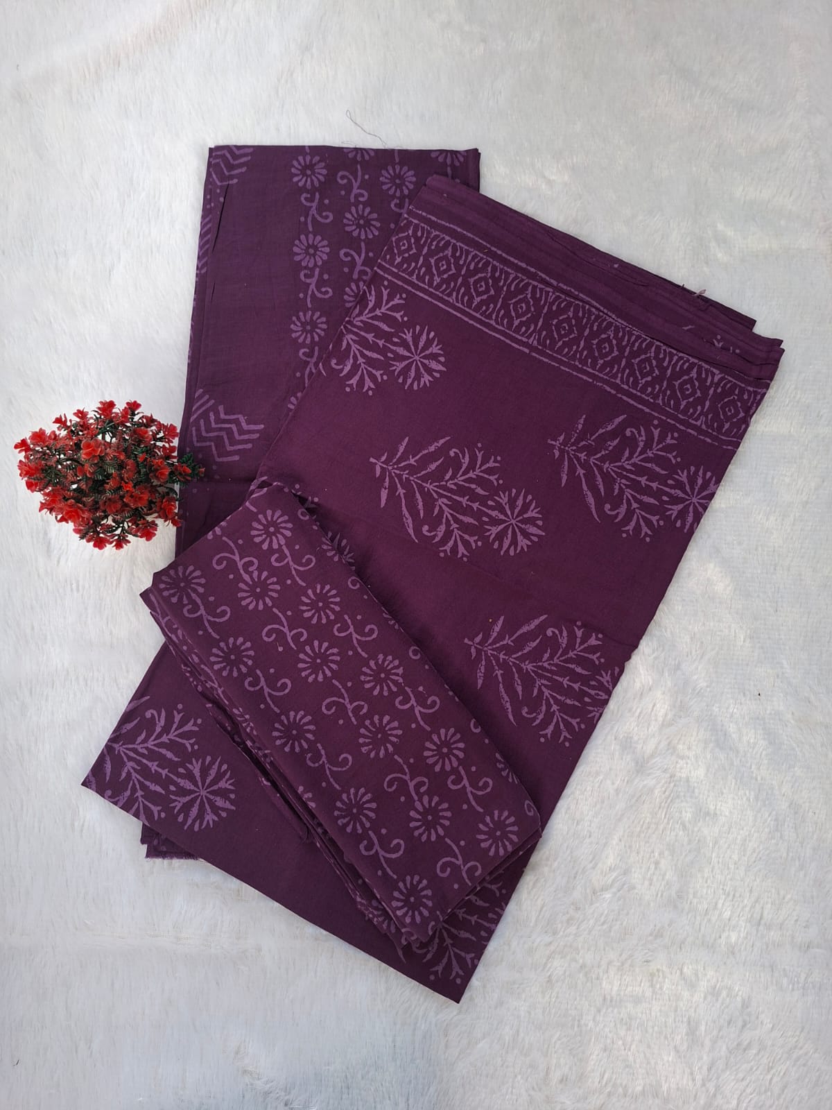 Pure Cotton Unstitched Suit - Cotton Dupatta