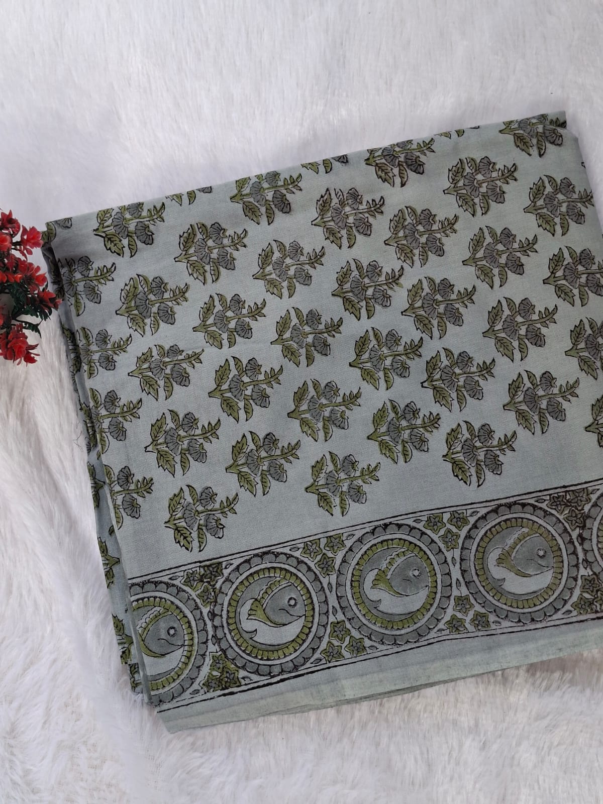 Pure Cotton Unstitched Suit - Chiffon Dupatta