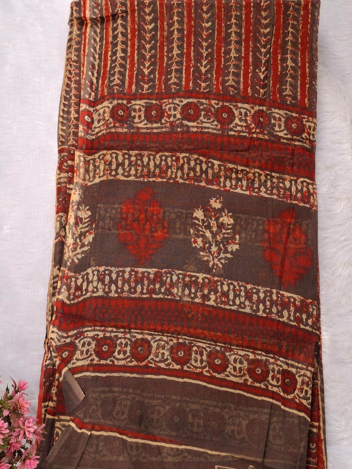 Mirror work on cotton-Maroon