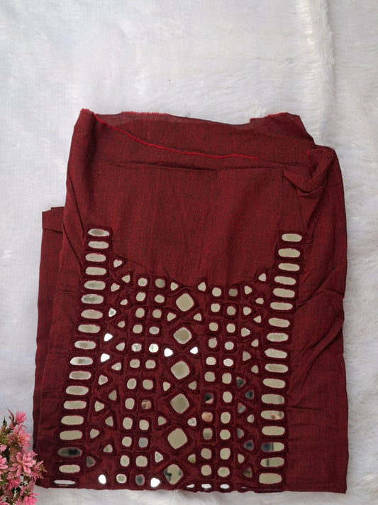 Mirror work on cotton-Maroon