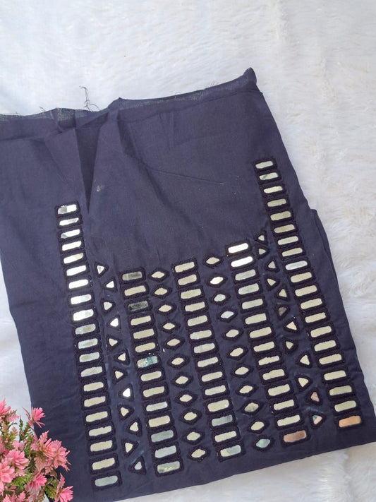 Mirror work on Cotton-Blue