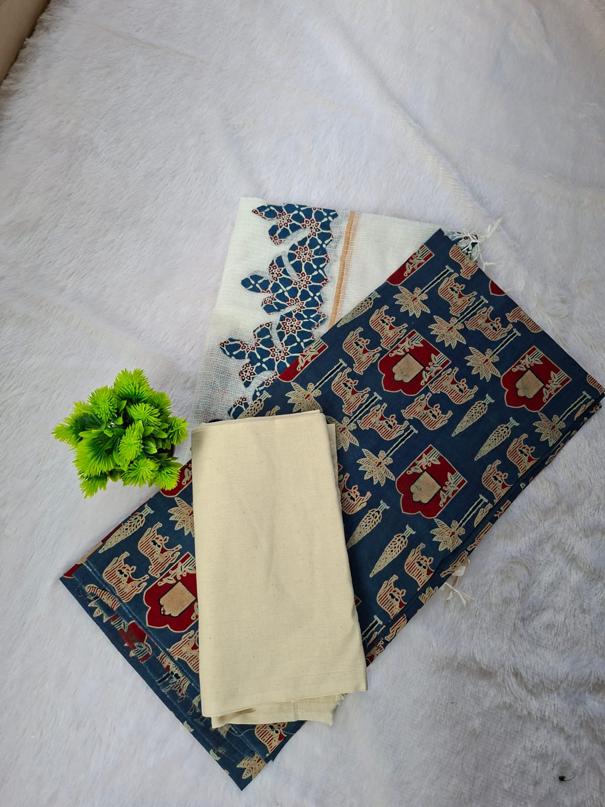 Patchwork cotton suit-Blue