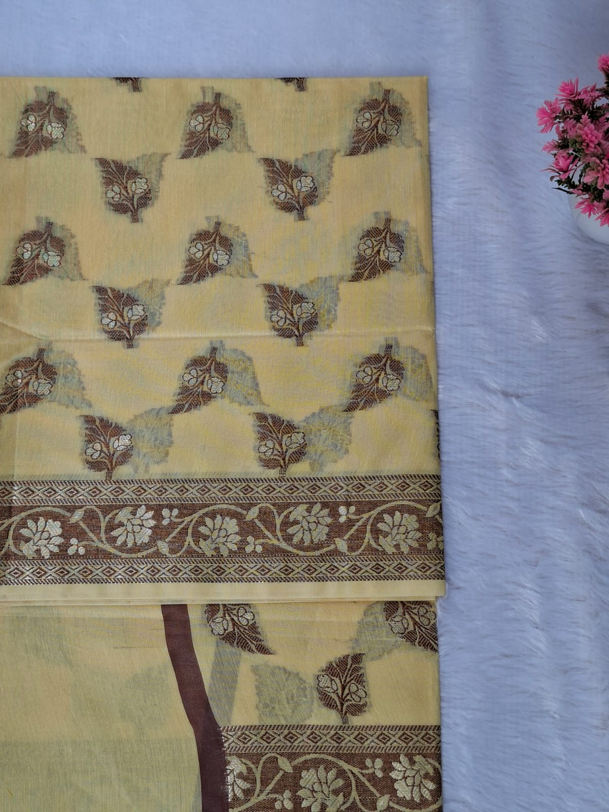 Yellow Cotton Banarasi Suit