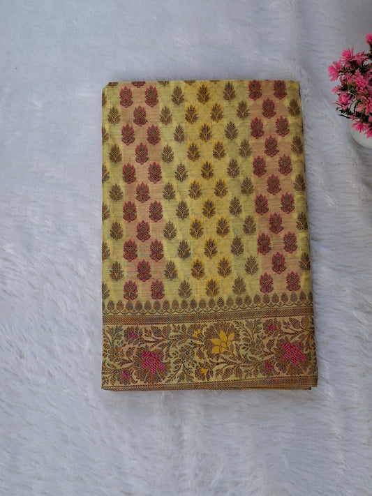 Yellow Cotton Banarasi Suit