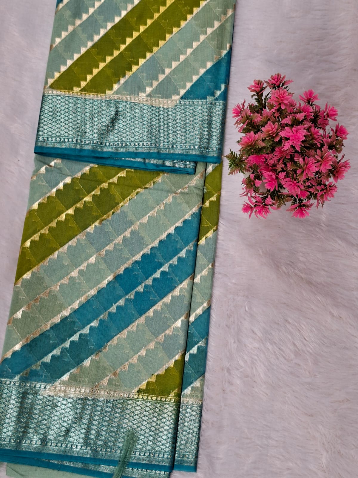 Sky Blue Cotton Handbrush Dupatta IM_PCHBK2